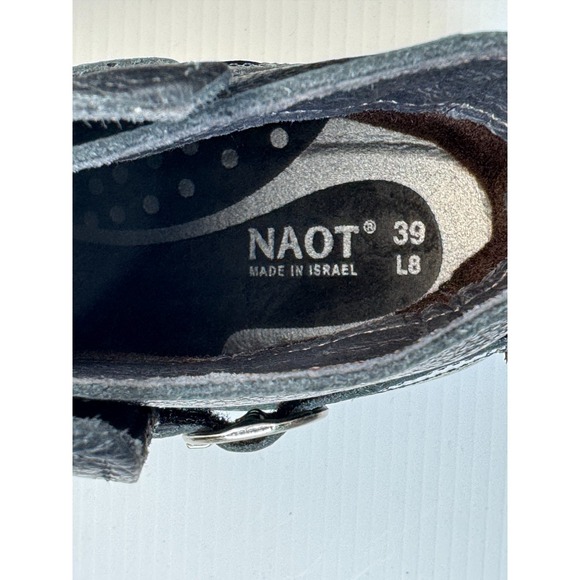 Naot Briza Ankle Boot Women 39 US 8-8.5 NWOB Leather Buckled Block Heel Black - Picture 9 of 12